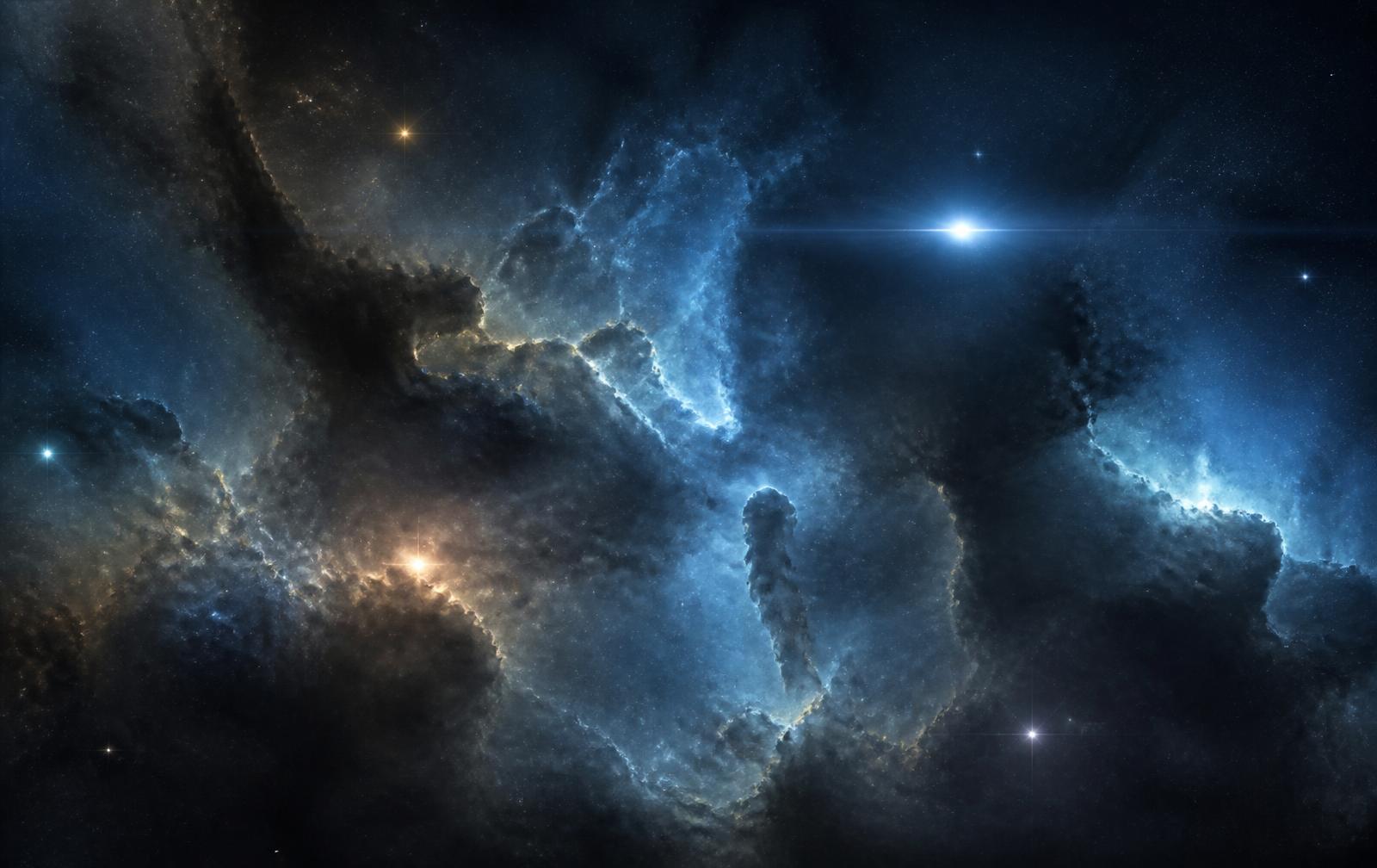 Abstract anamorphic blue light streak across a dark grainy frame